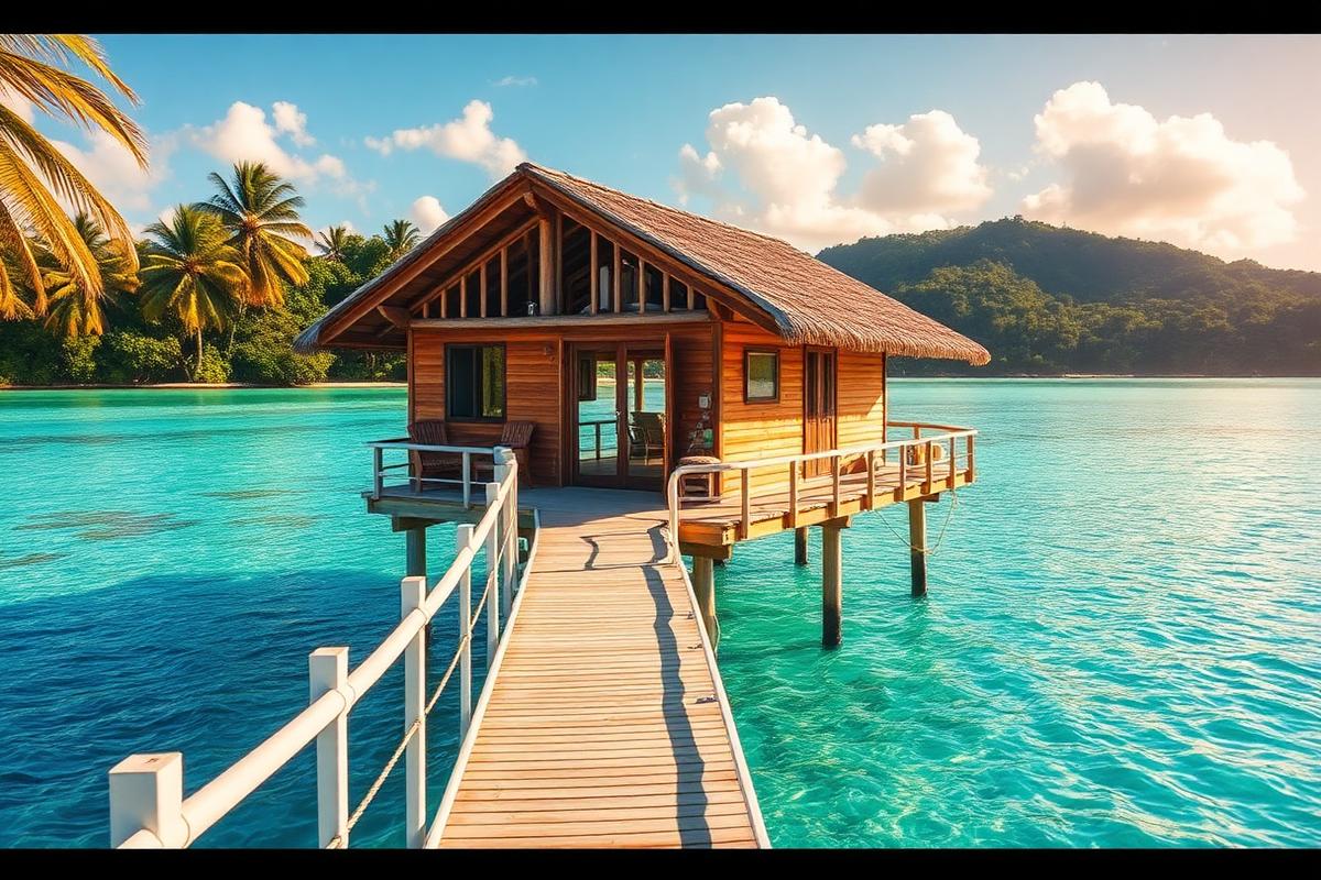 Bocas del Toro overwater cabin — cheap beach house for sale in Isla Bastimentos, Panama listed at $89,000. Images and Photos created by www.cheap-beach-house.com