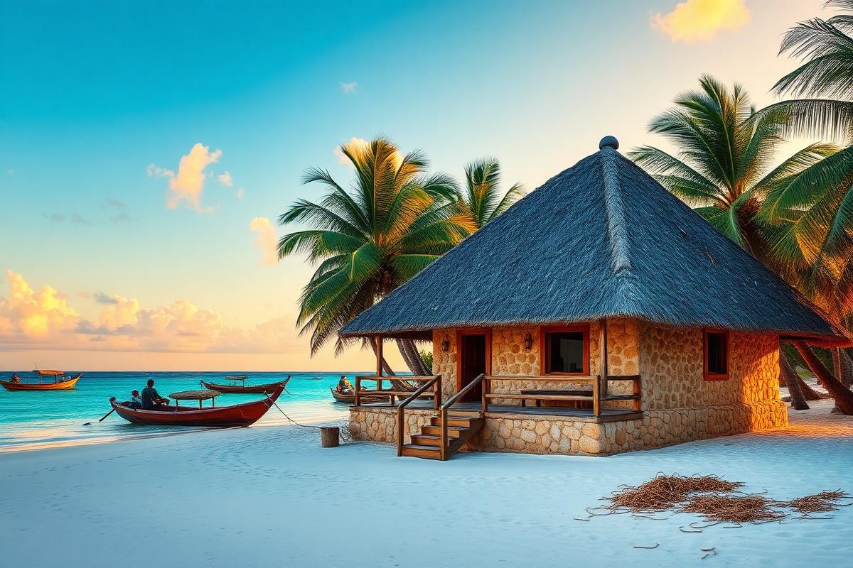 Zanzibar coconut house, Jambiani — cheap beach house for sale in Jambiani, Tanzania listed at $72,000. Images and Photos created by www.cheap-beach-house.com